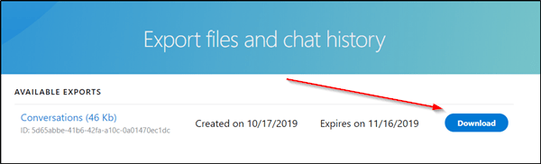 Backup chat history download option