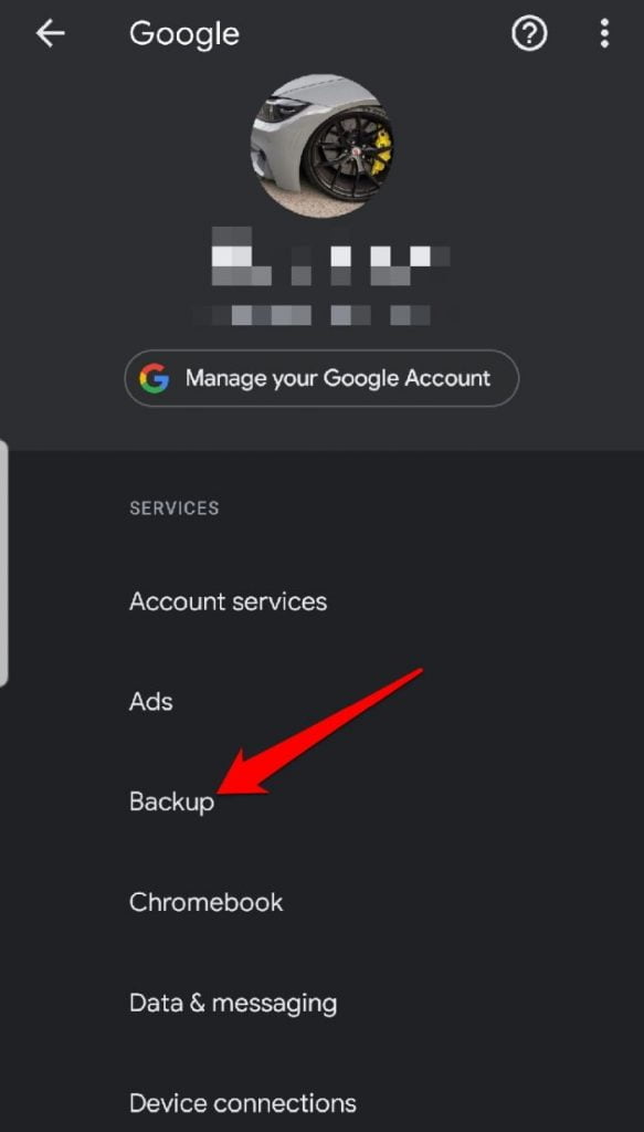 backup sms android settings google backup