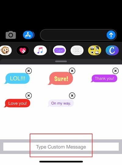 Color iMessage Bubbles App Type Message