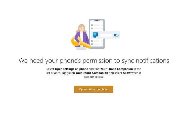 Sync notifications Phone PC Your Phone app