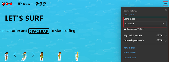 surf game modes