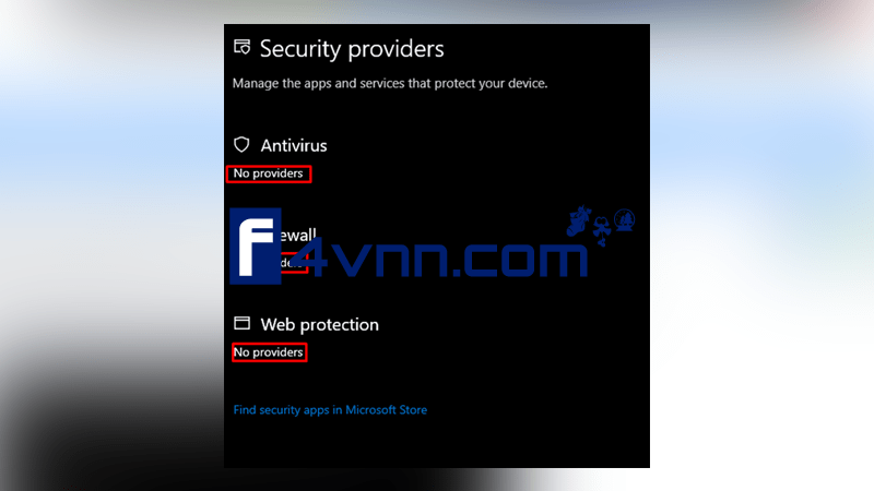 Antivirus Firewall and web protection shows no providers thumbnail
