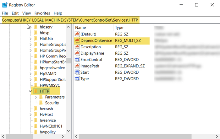 windows server registry key