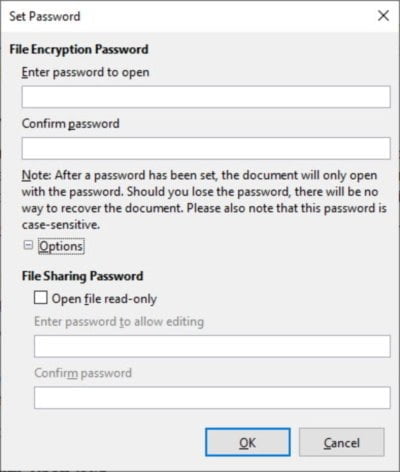 LibreOffice Set Password