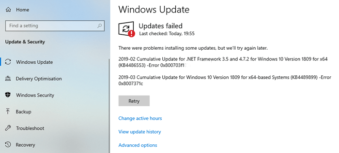 Hướng dẫn sửa lỗi Windows 10 Update Error 0x800703F1