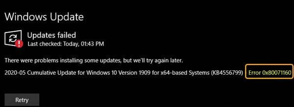 Hướng dẫn sửa lỗi 0x80071160 khi cập nhật Windows 10