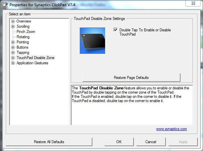 laptop touchpad not working touchpad disable zone