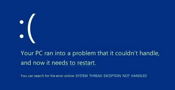 Cách sửa lỗi system thread exception not handled trên Lenovo ThinkPad