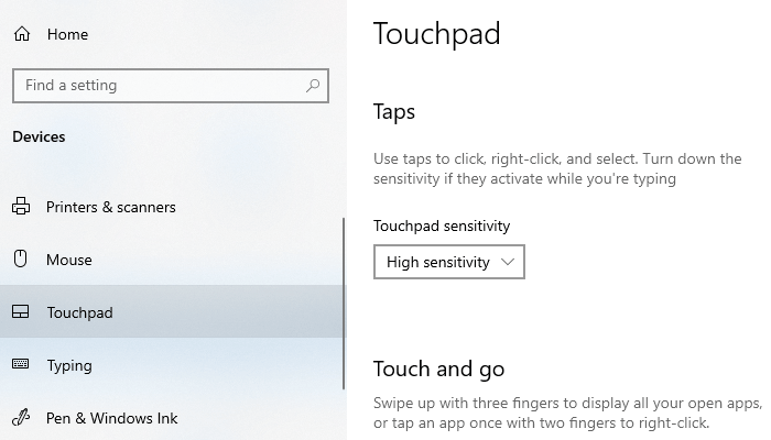 thay doi do nhay touchpad tren windows 10 1