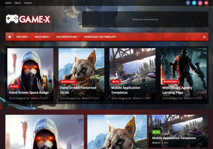 Chia sẻ Game-X Blogger Template giao diện game cho Blogger