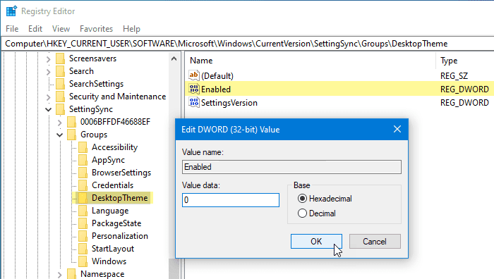 Cach Bat Windows 10 Sync Settings Bang Registry Editor 2