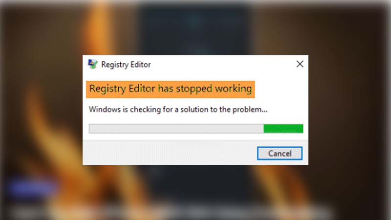 Sửa lỗi Registry Editor has stopped working trên Windows 10