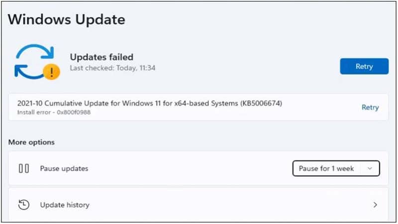 Hướng dẫn cách sửa lỗi 0x800f0988 khi update Windows 11