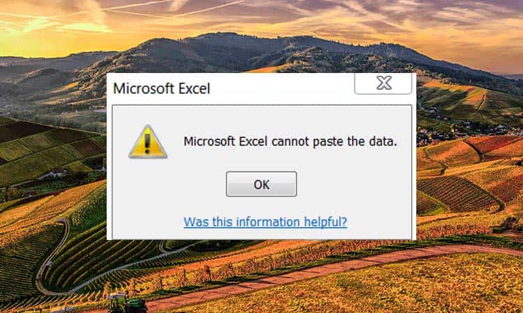 cach sua loi Microsoft Excel cannot paste the data error