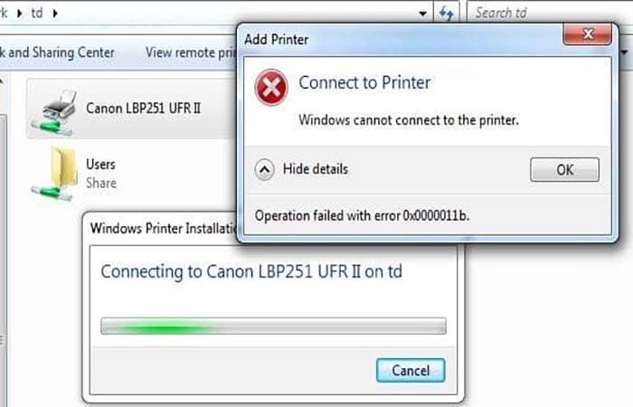 Hướng dẫn sửa lỗi Windows Cannot Connect to the Printer Error 0x0000011b