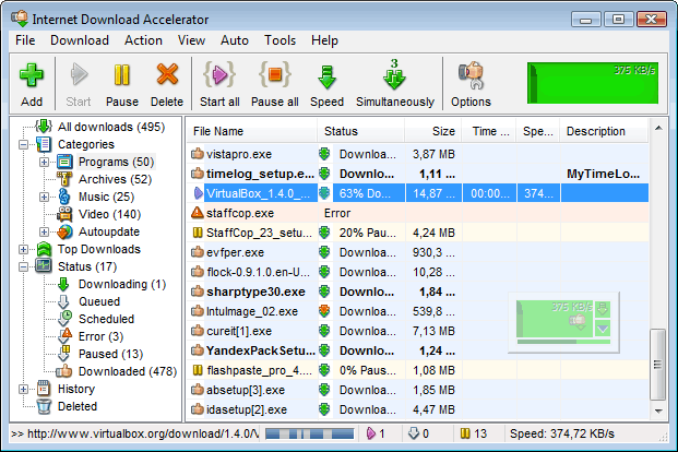 Internet Download Accelerator tang toc do download